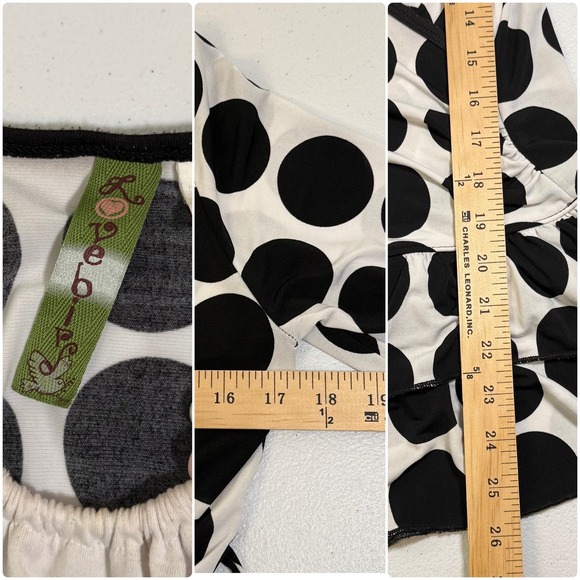 Lovebird Polka Dot Faux Wrap Top L Attached Cami Ruffle Office Siren Y2K - Picture 8 of 8